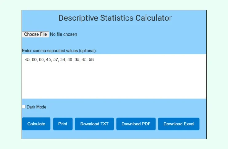 descriptive statistics calculator